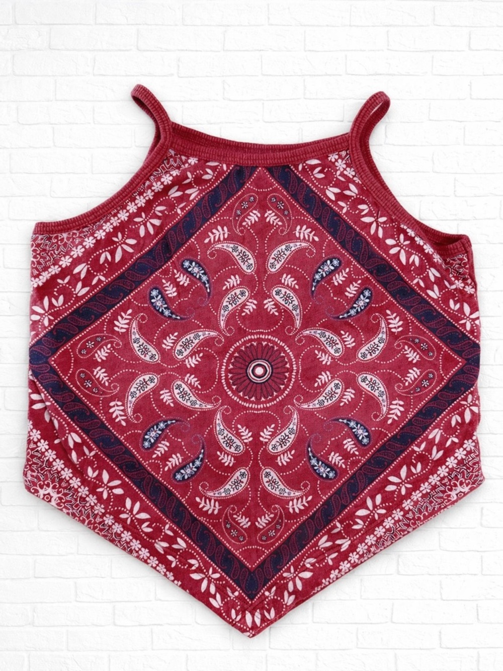 Shyanne Red Bandana-Print Handkerchief Hem Camisole